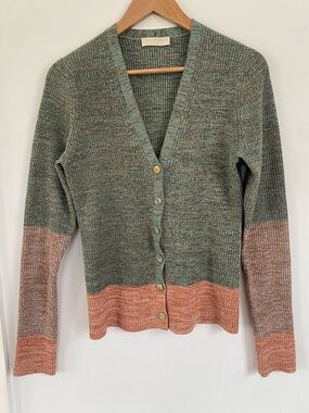 Ulla Johnson Cardigan Sweater Space Dyed Posey Twilight Green Wool Blend Large